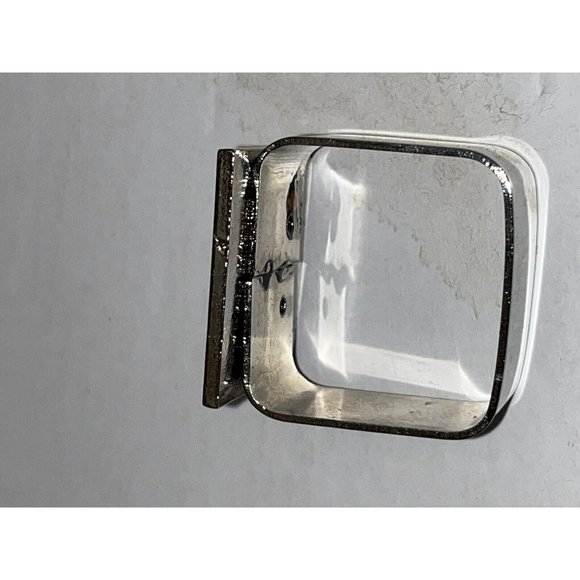 Heavy Cast Metal Leaf Napkin Rings Lot of 8 Square Green Enamel Silver Tone - Picture 5 of 7